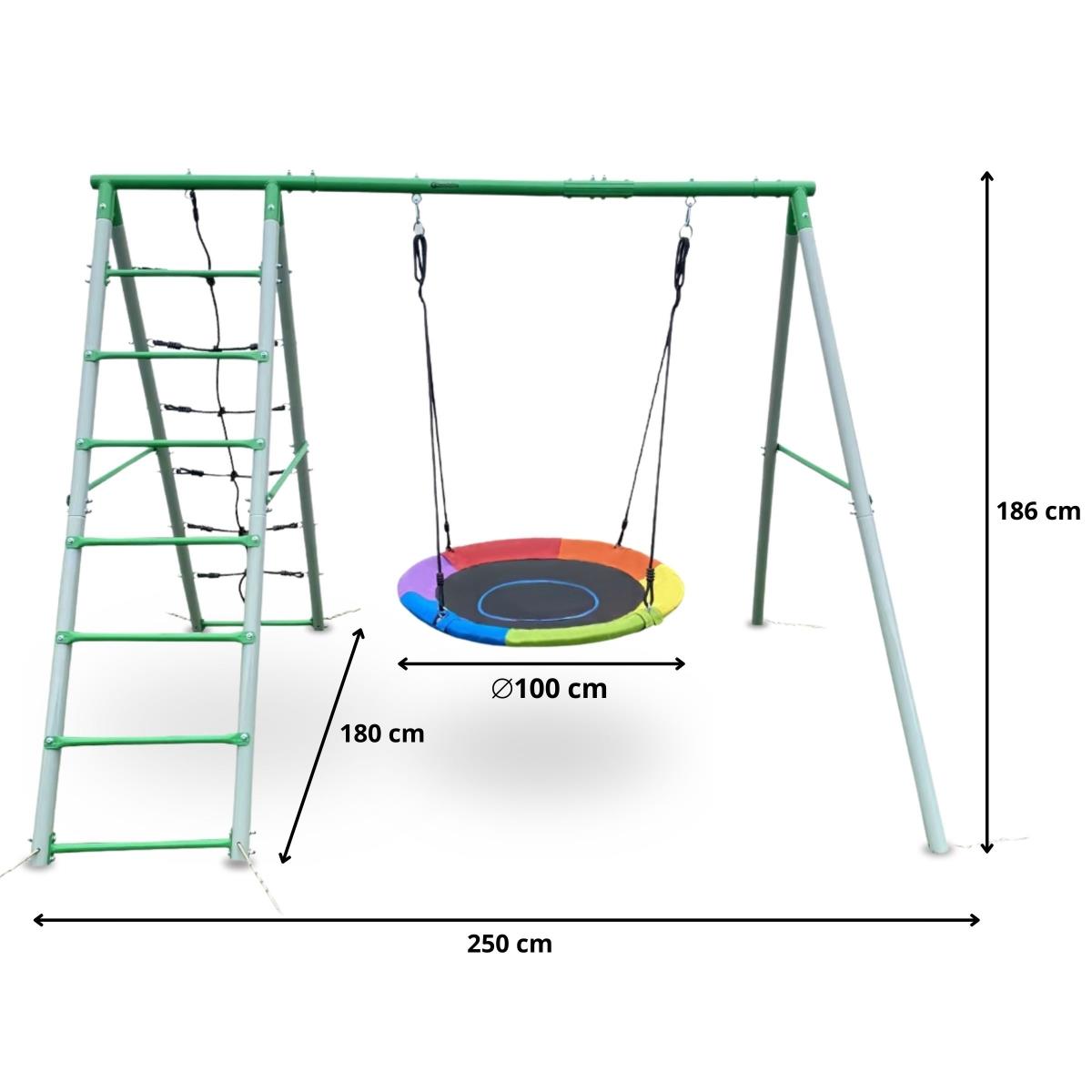 Lastele XL aiamänguväljak koos kurepesa kiige, redeli ja ronimisvõrguga