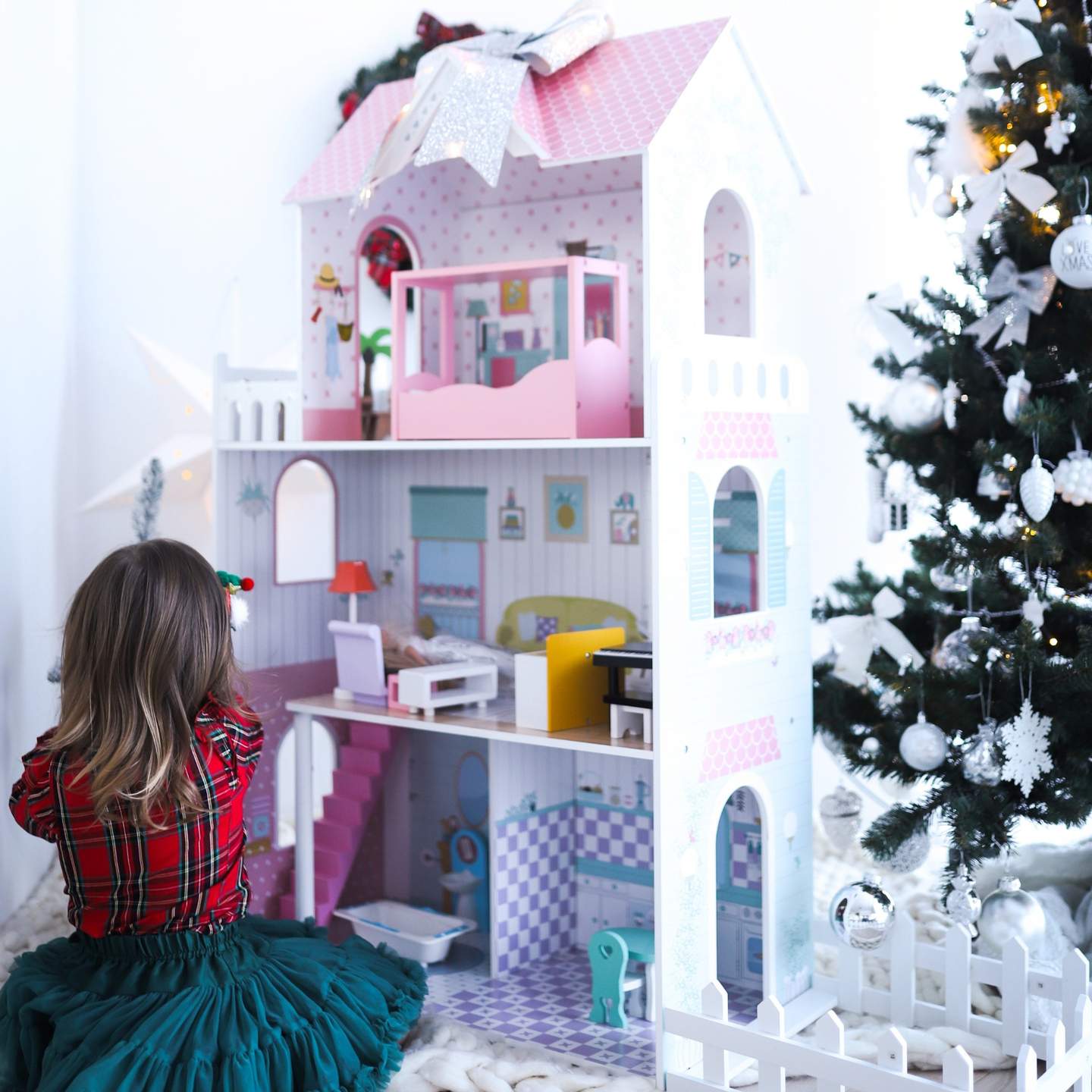 XXL Suurim puidust nukumaja - 123 cm - LED valgustatud - terrass, tarvikud, aed