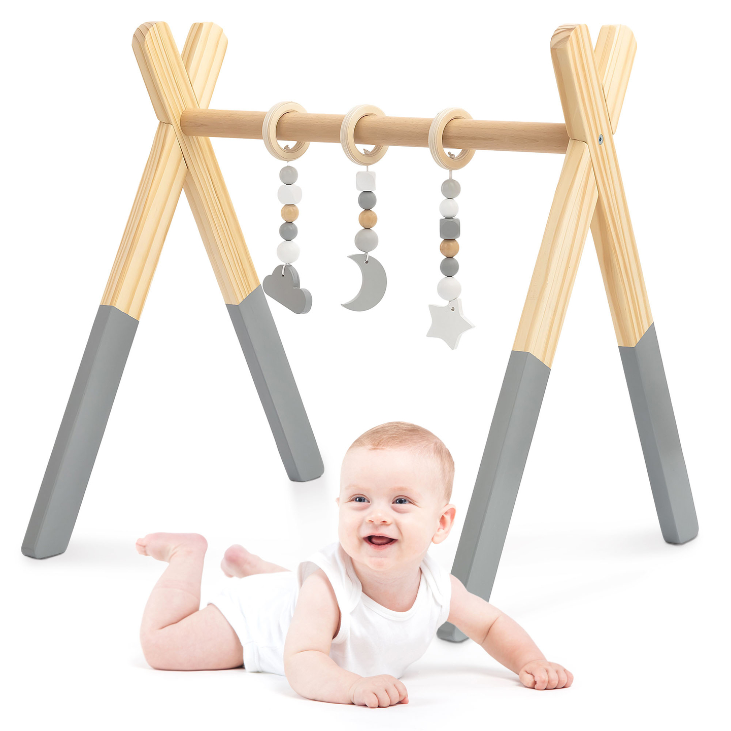 Baby Gym puidust kasvatusstatiiv - värvus hall
