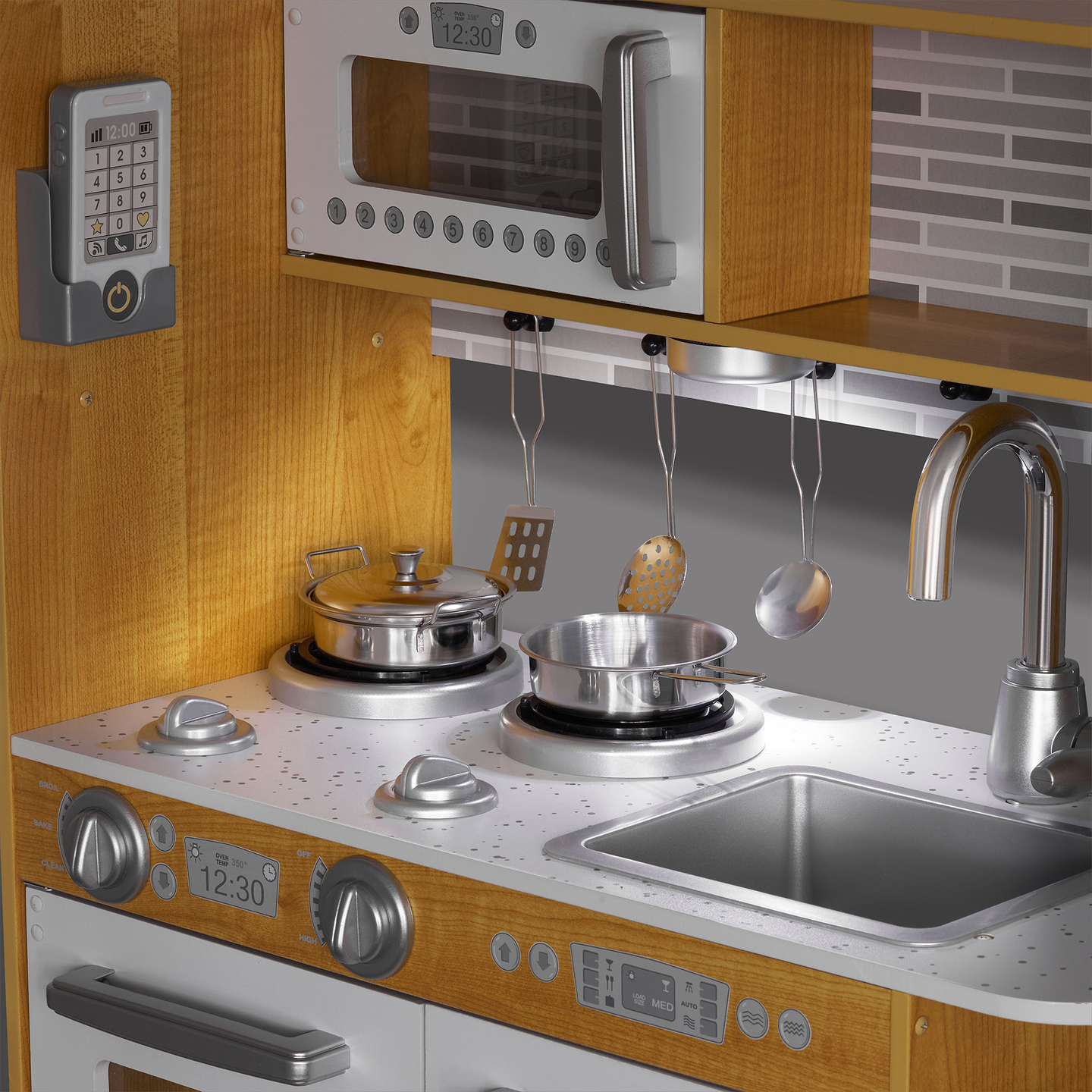 XXL puidust köök koos LED-valgustuse, esiplaadi ja tarvikutega