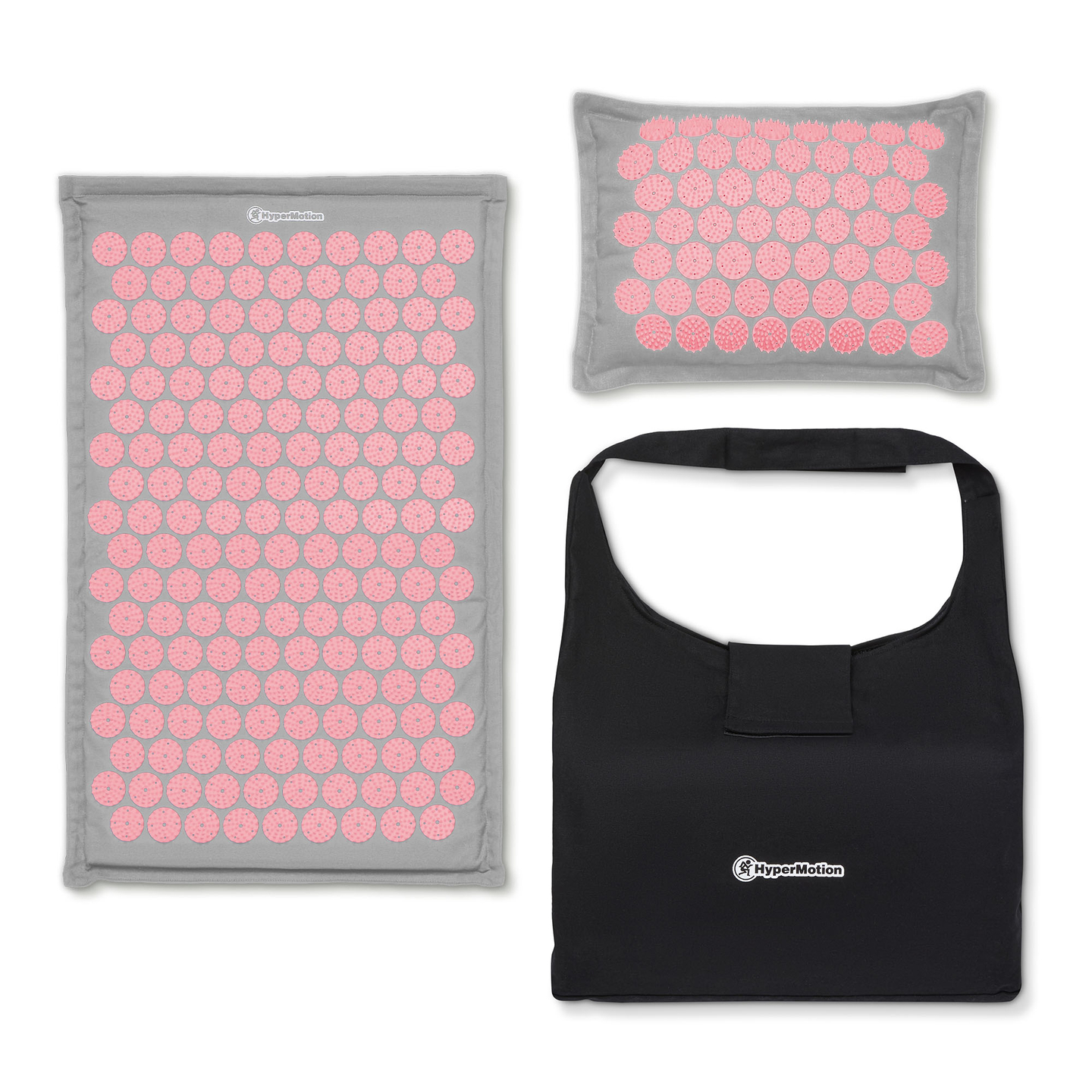 Öko-linane nõelravimatt kookoskiudude ja tatrapadjaga – 68 cm HyperMotion hall ja roosa