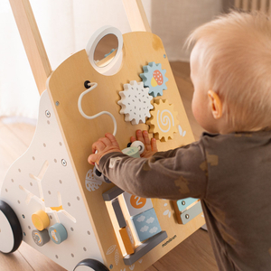 Hariduslik puidust kõndija 8in1 / beebitõukur - manipulatiivne laud