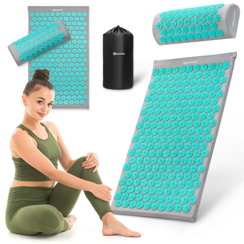 Akupressuurmatt padja ja kattega - 72 cm HyperMotion hall-münt