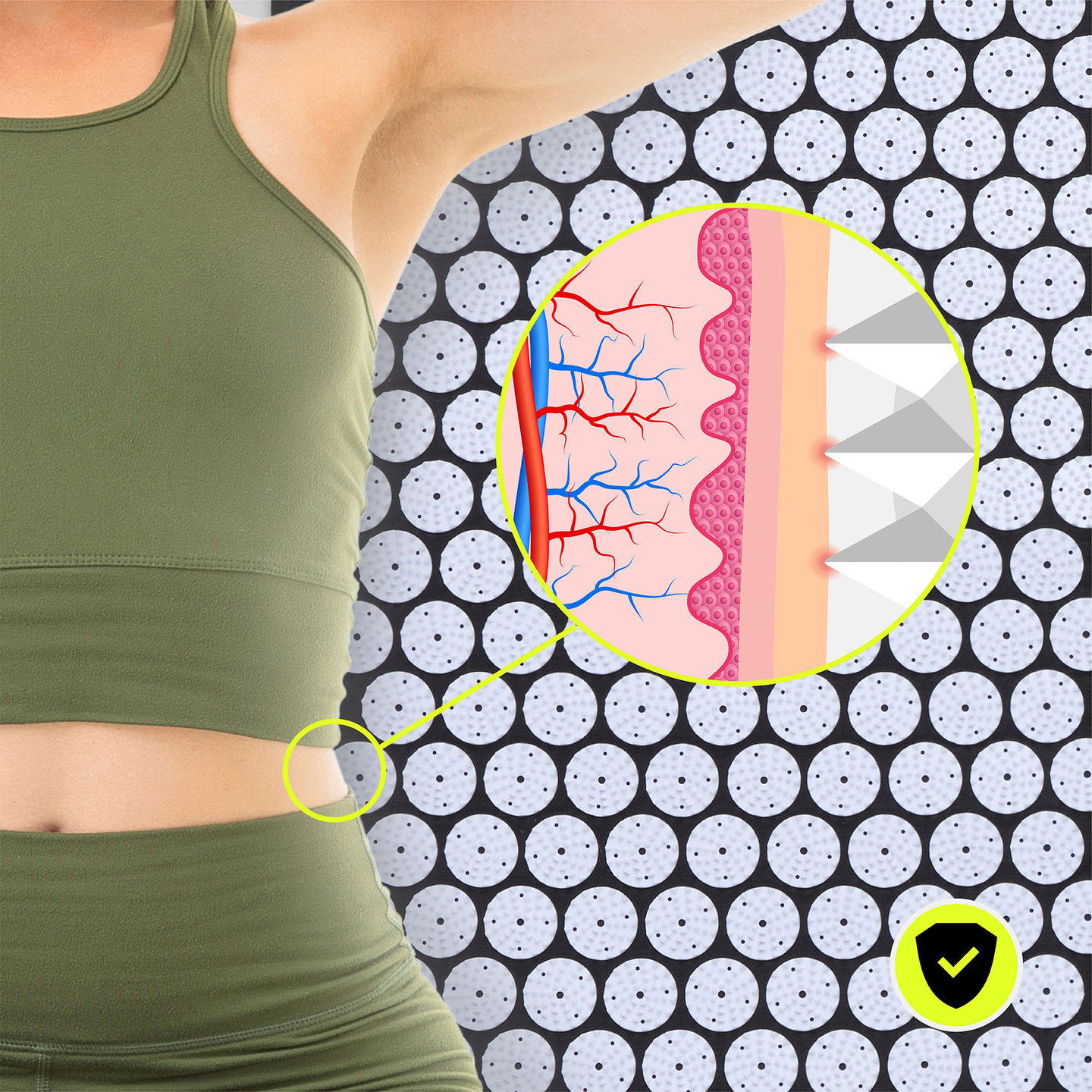 Öko-linane nõelravimatt kookoskiudude ja tatrapadjaga – 68 cm HyperMotion must ja valge