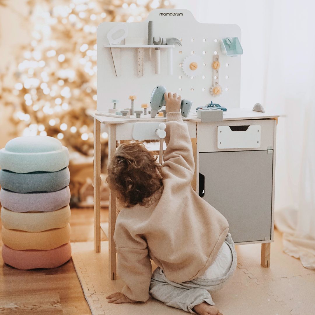 XXL suur puidust töökoda koos tööriistadega - DIY komplekt, 74 elementi