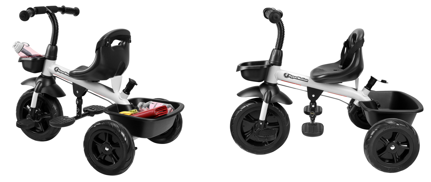 HyperMotion TOBI VECTOR kolmerattaline jalgratas - igavesed täispuhutavad rattad + tõukeratas. Värv: helehall.