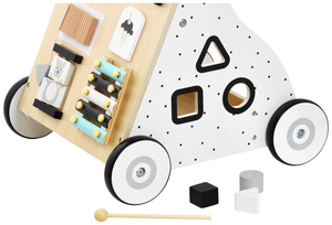 Puidust, õpetlik jalutuskäru / lapsevanker - manipulatiivne tahvel