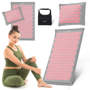 Öko-linane nõelravimatt kookoskiudude ja tatrapadjaga – 68 cm HyperMotion hall ja roosa