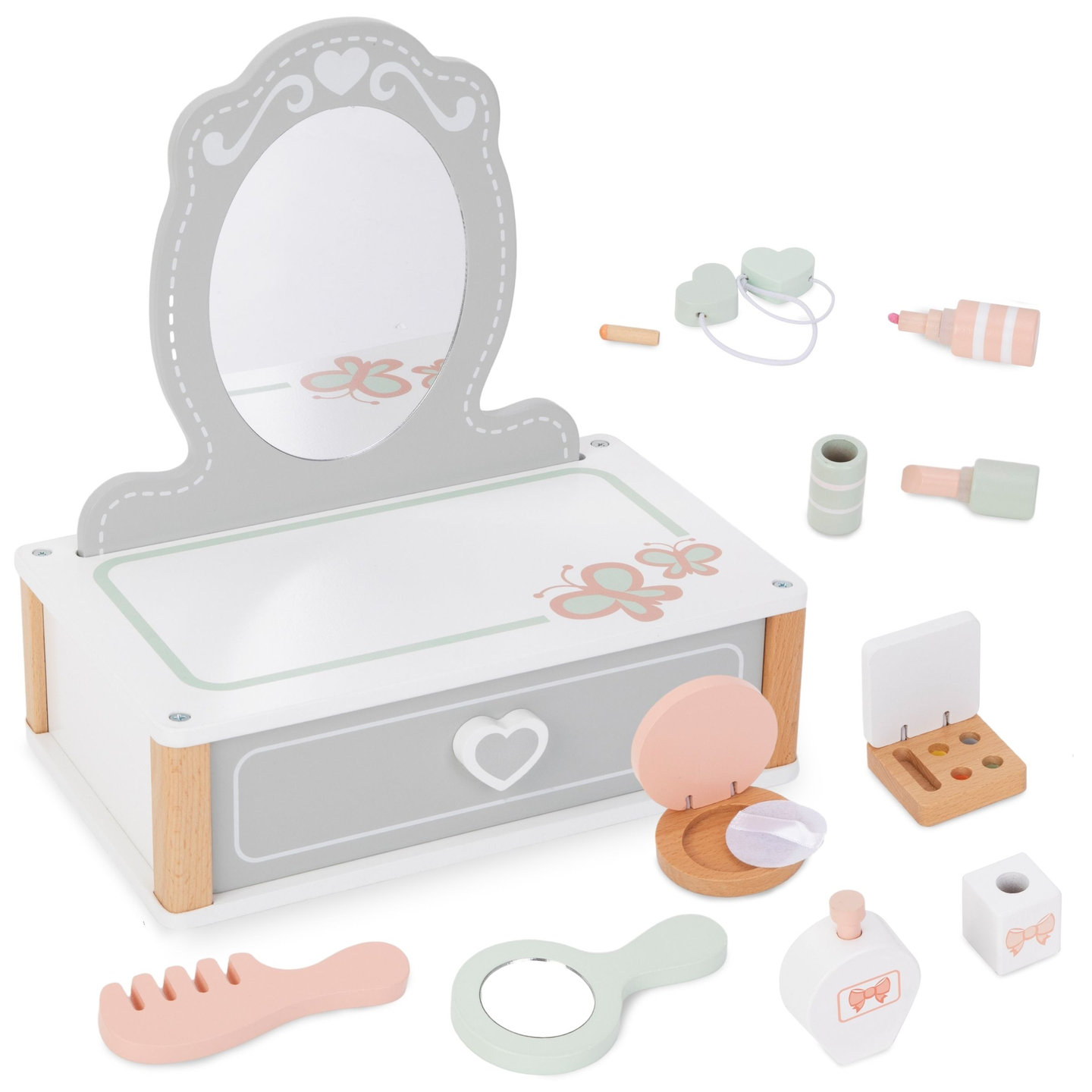 Puidust laste riietuslaud koos tarvikutega