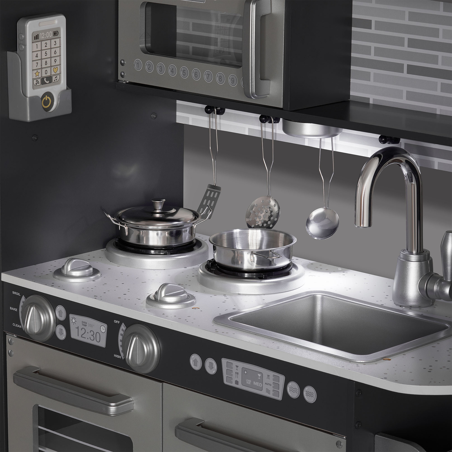 XXL puidust köök koos LED-valgustuse, esiplaadi ja tarvikutega