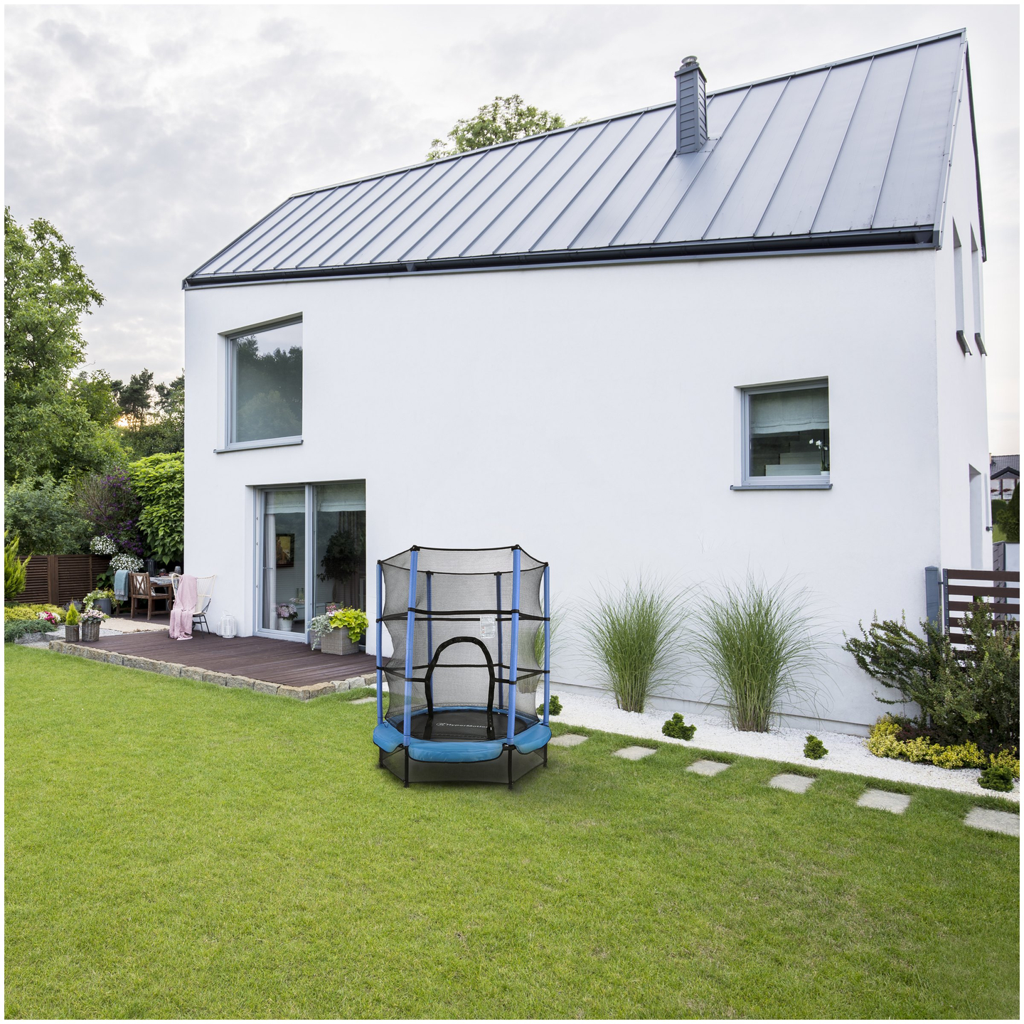 Kodutrampliin 140cm turvavõrguga - lastele 3-6 aastat