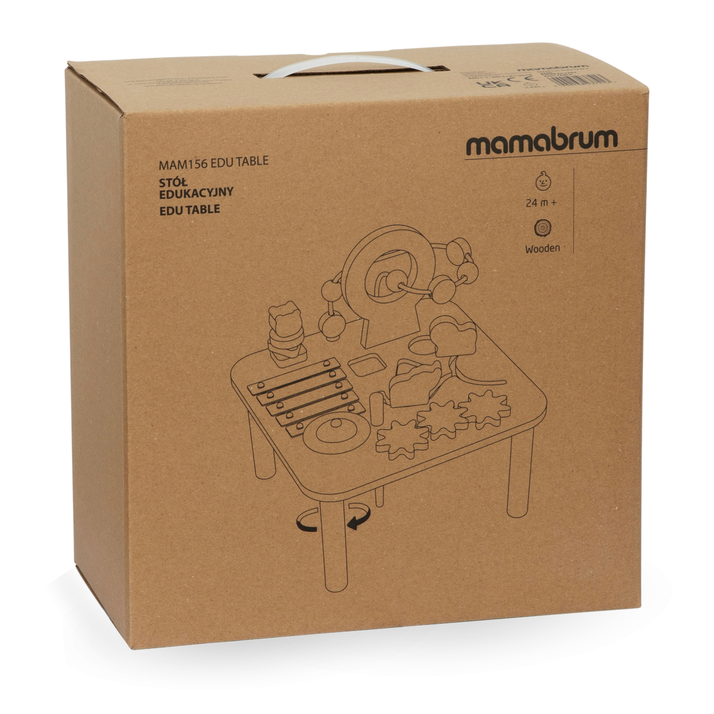 Puidust õpetlik 7-ühes muusikalaud taldrikute ja gongiga – metsik džungel