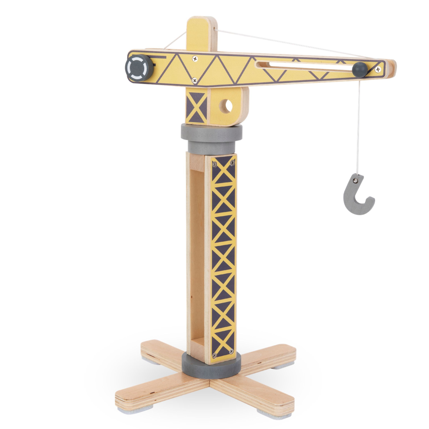 Puidust ehitusplats koos suure liikurkraana ja sõidukitega, tornkraana