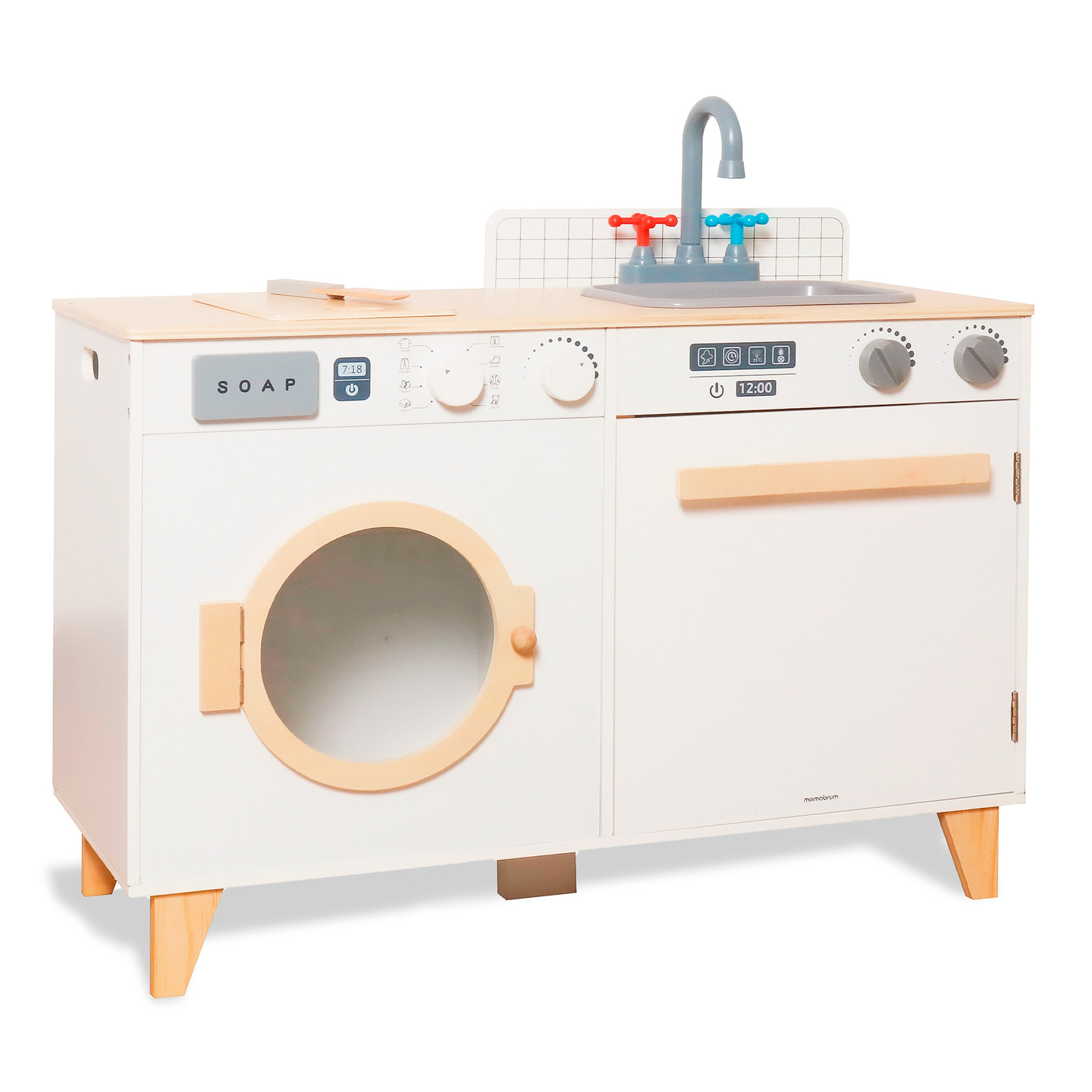 Puidust pesumaja ja köök - 2-in-1 kodukomplekt lastele