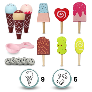 Puidust jäätisekohvik lastele - ratastel käru koos tarvikutega