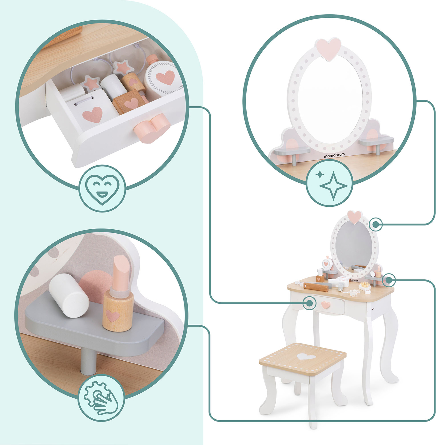 Puidust garderoobilaud koos tugitooli ja tarvikutega