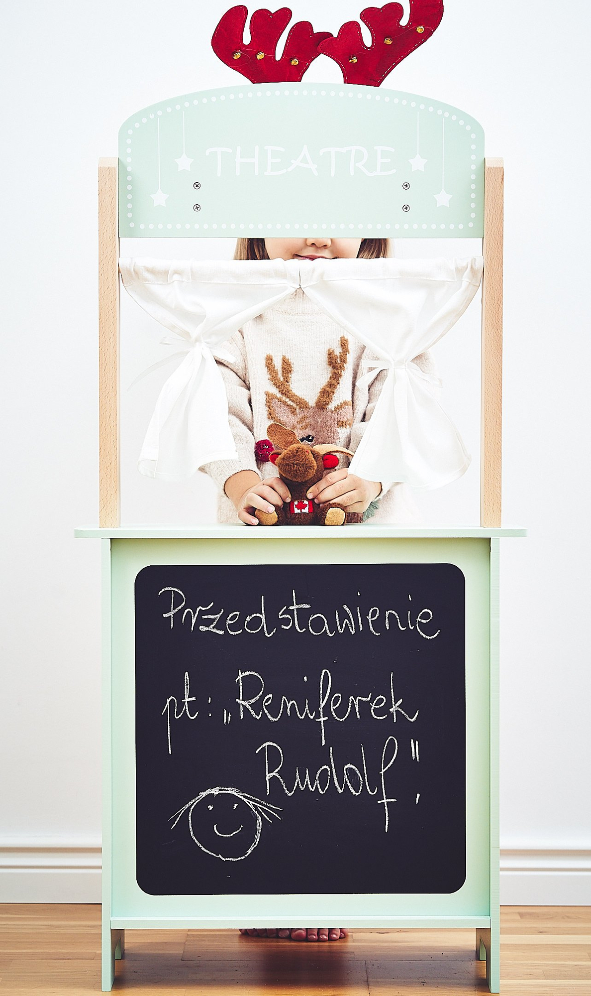 Suur puust kauplus - kiosk ja teater 2 in 1 koos kaaluga, makseterminal, puu- ja köögiviljadega