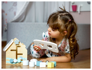 Sorter - hariduslik puidust maja klotsidega