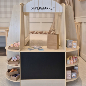 Suur puidust lastepood tahvliga - 91 osa ostlemise rõõmuks!