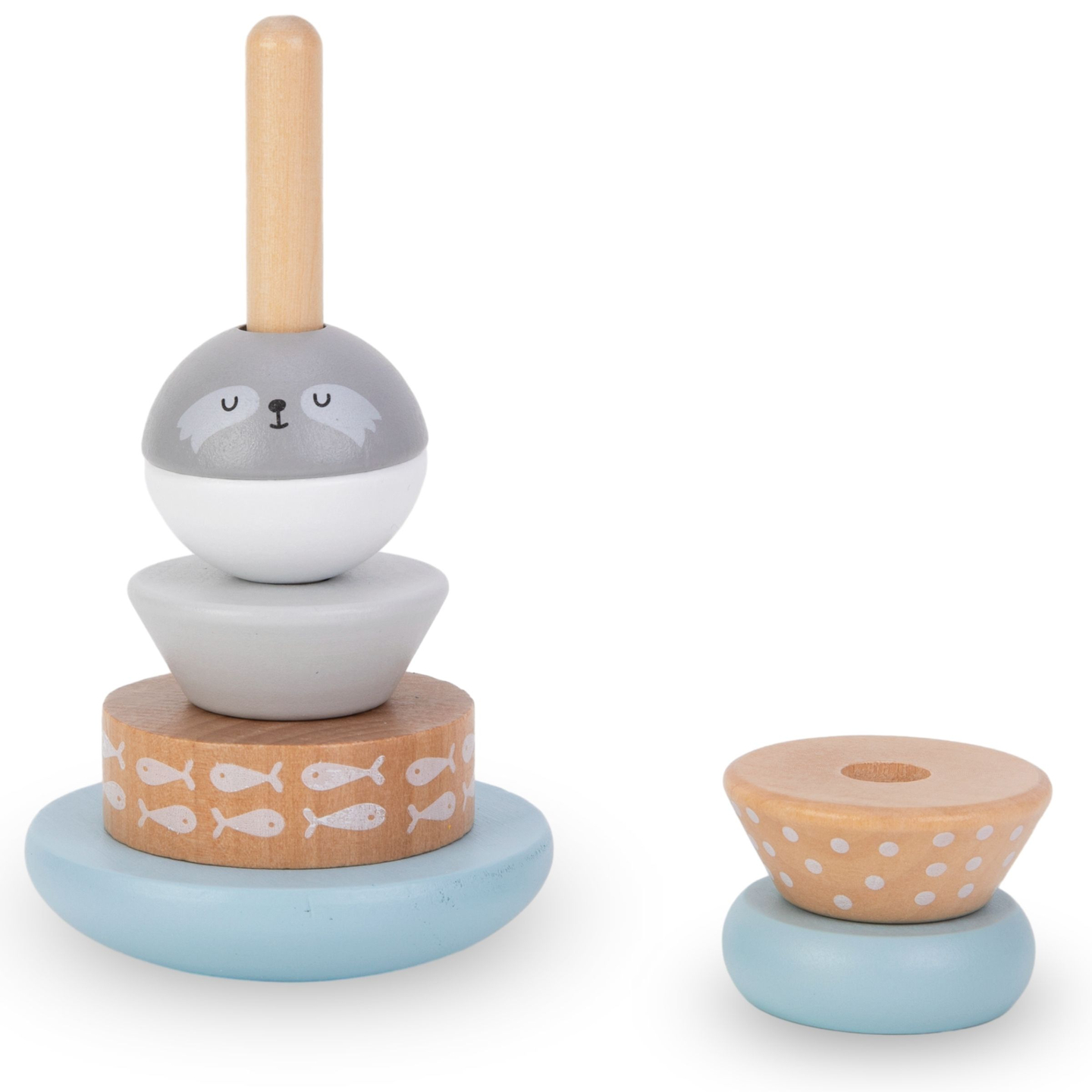 Puidust mänguasjade komplekt - värviline põiming, pitsapüramiid, karu sorteerija