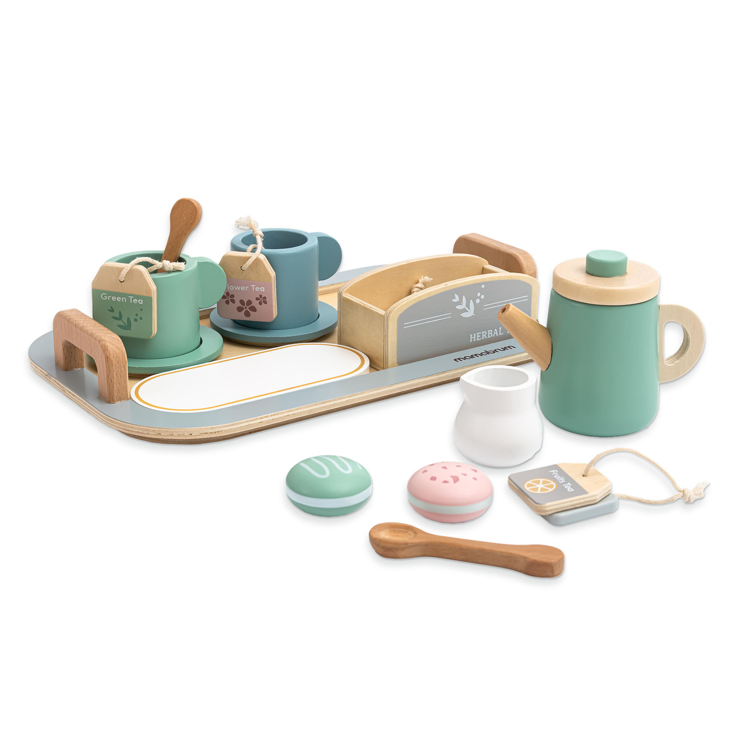 Suur puidust teekomplekt koos kandikuga - 18 toodet