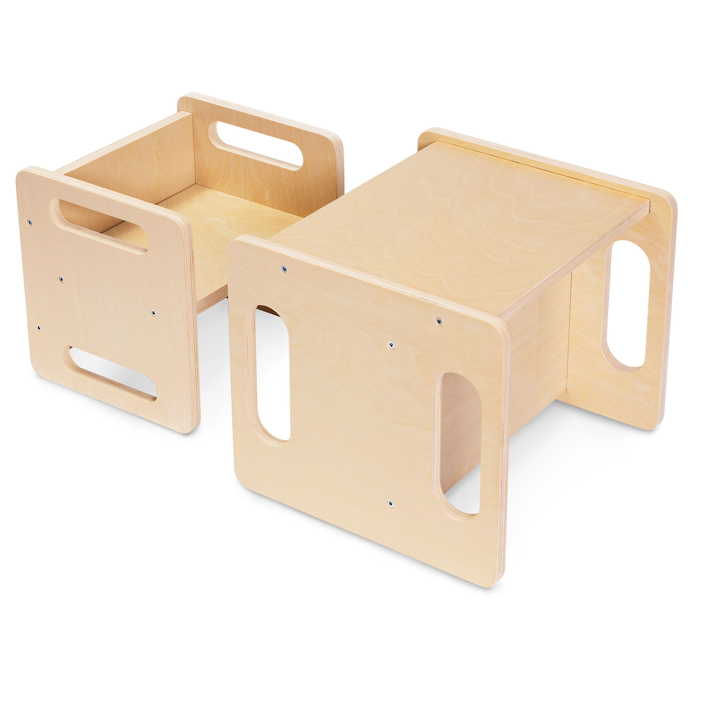 Puidust laud ja tool astmelaua funktsiooniga – multifunktsionaalne Montessori komplekt lastele