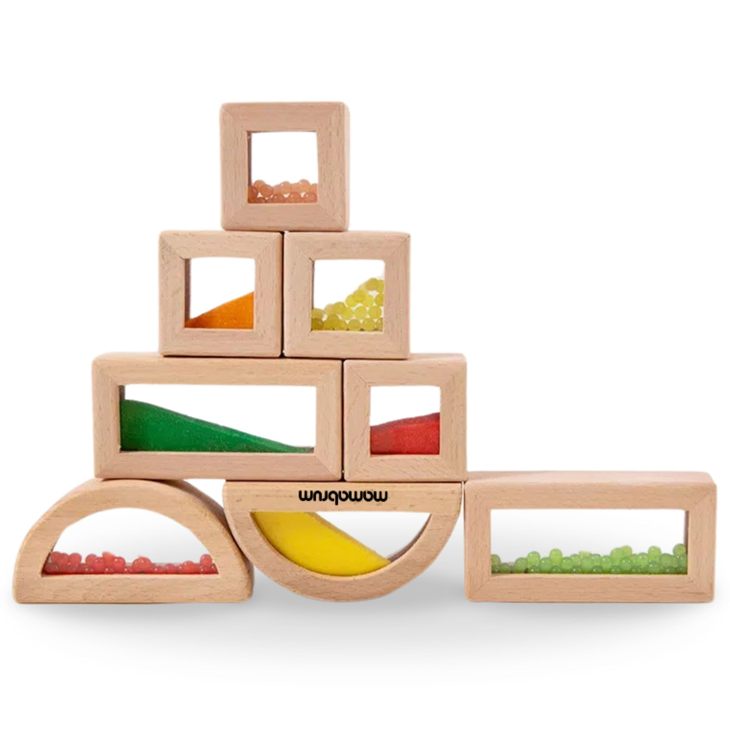 Erinevate täidistega puidust sensoorsete klotside komplekt - 15 tk