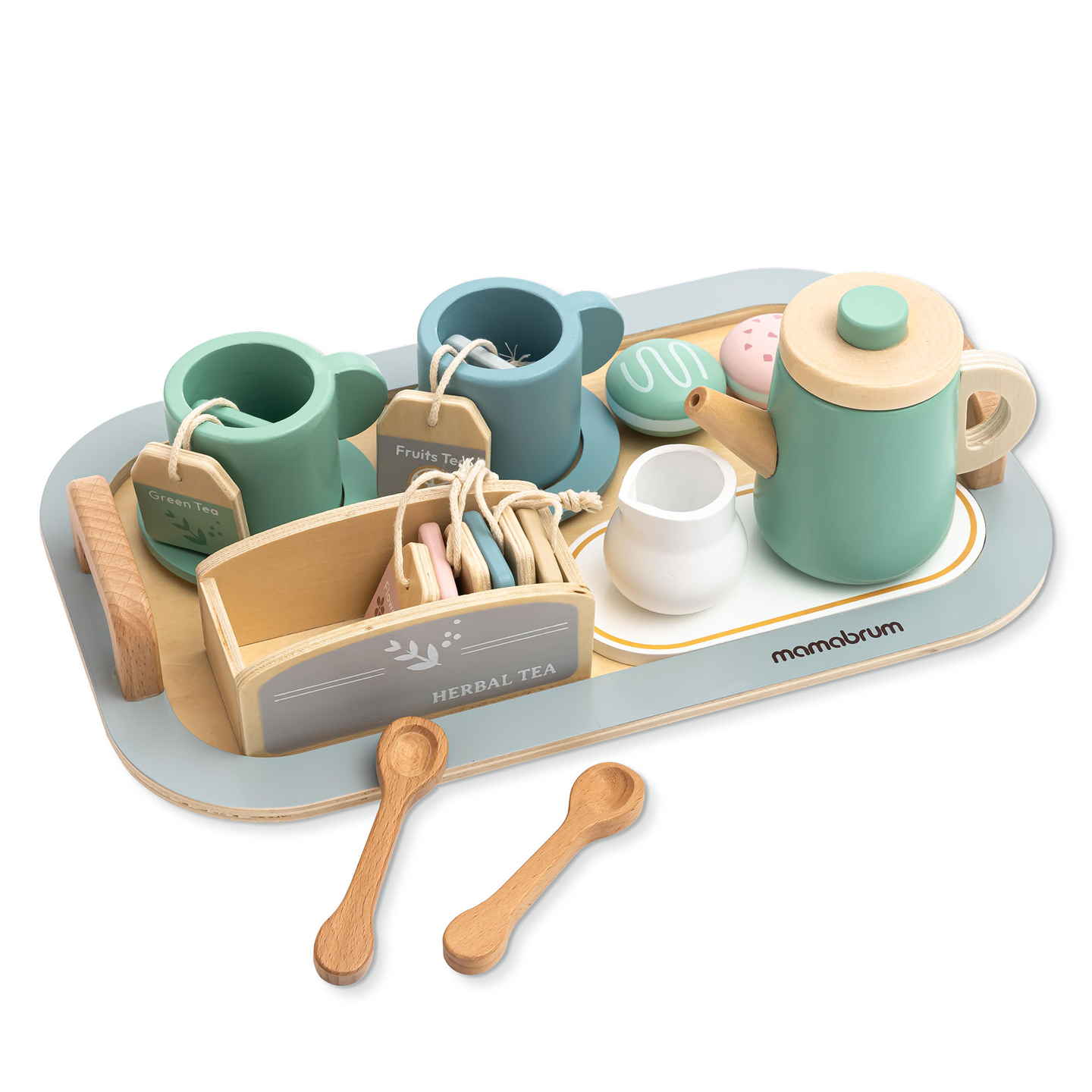 Suur puidust teekomplekt koos kandikuga - 18 toodet