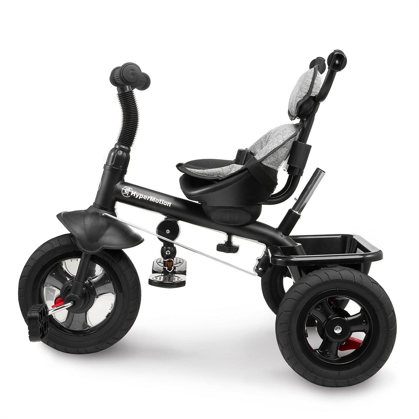 Kolmerattaline jalgratas lastele 1-4 aastat - TOBI FREY - hall värv - pöörlev - pumbatavad rattad + tõukeratas