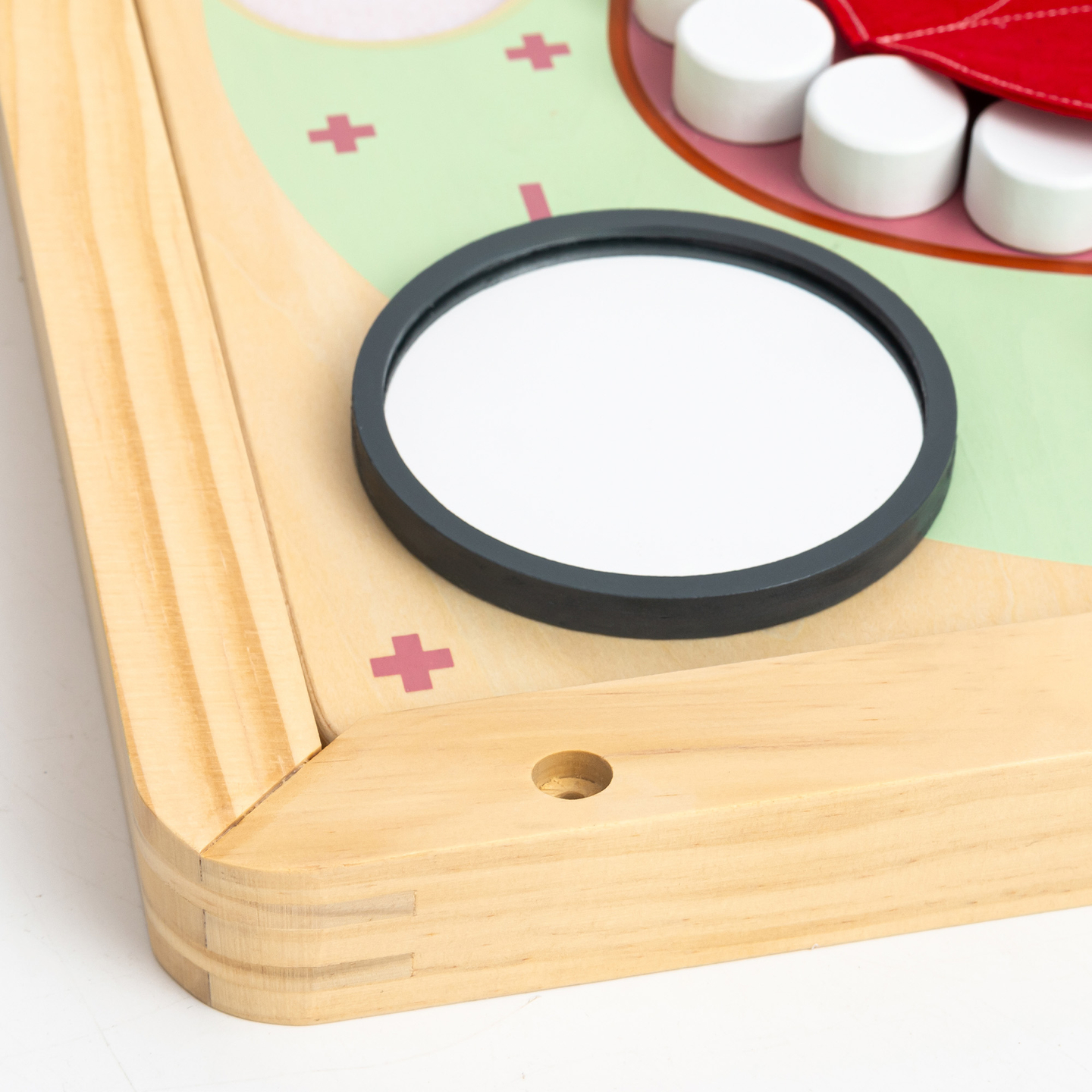 Puidust Montessori õppelaud Väike hambaarst - hambahari, hambapasta, eemaldatavad hambad, peegel, toit, õppimismaitsed