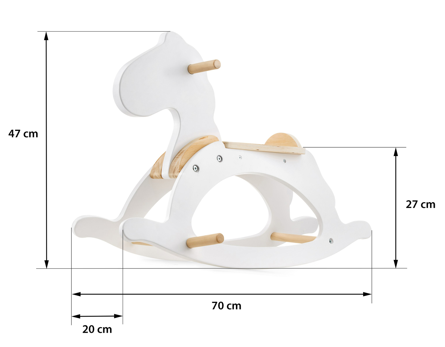 Puidust kiikhobune - valge - alates 12 kuud.