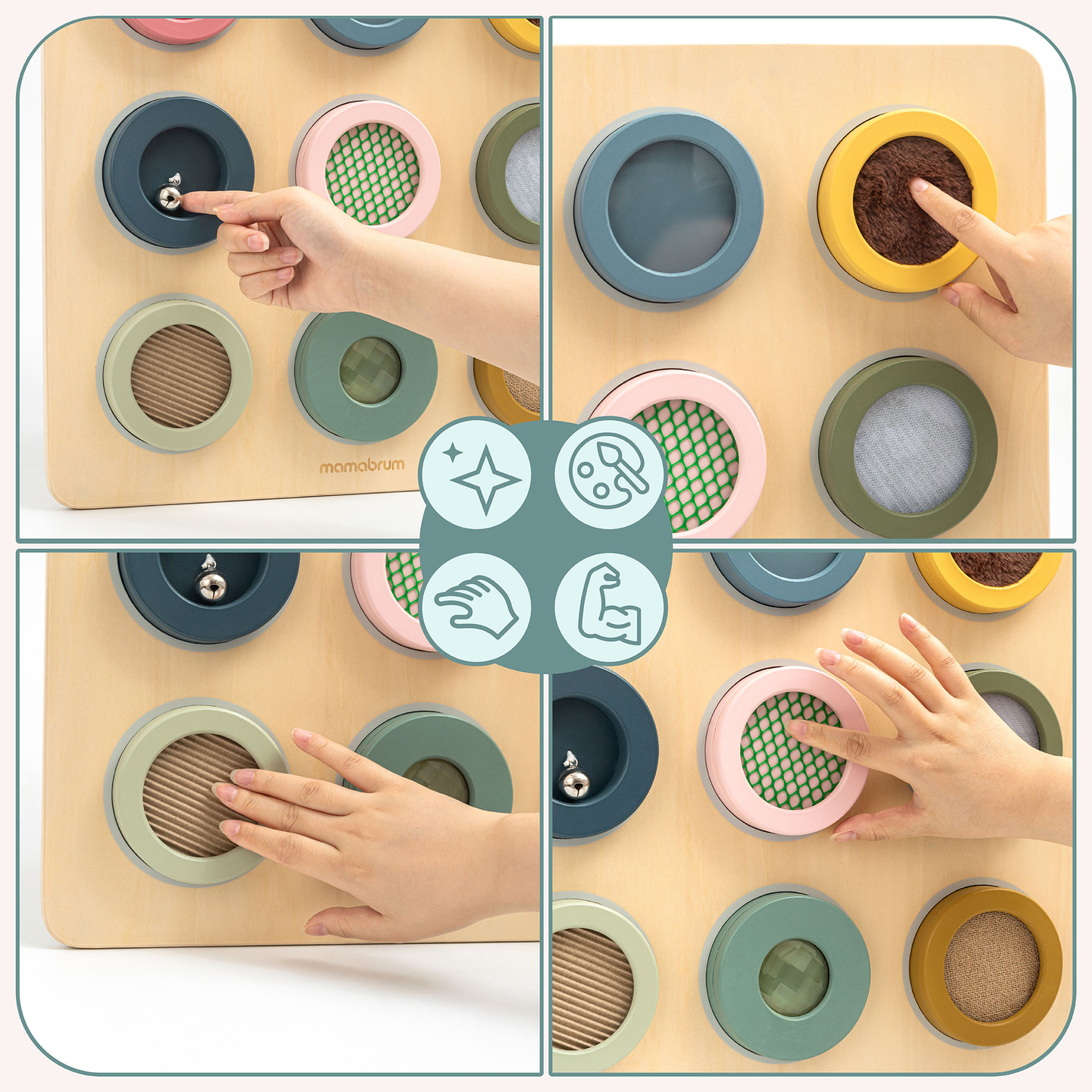 Puidust Montessori sensoorne tahvel – 9 tekstuuri kompimismeele avastamiseks ja arendamiseks