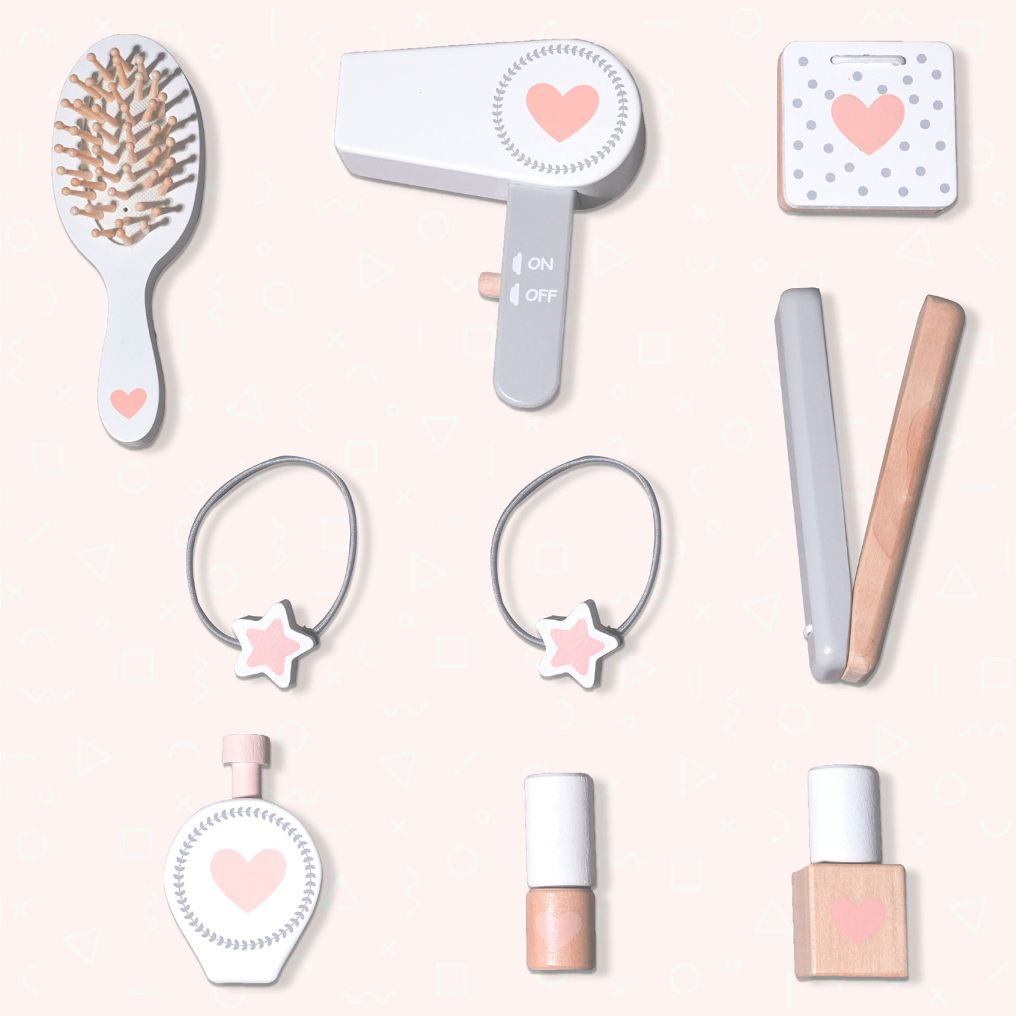 Puidust laste riietuslaud koos tooli, tarvikute ja LED-valgustusega