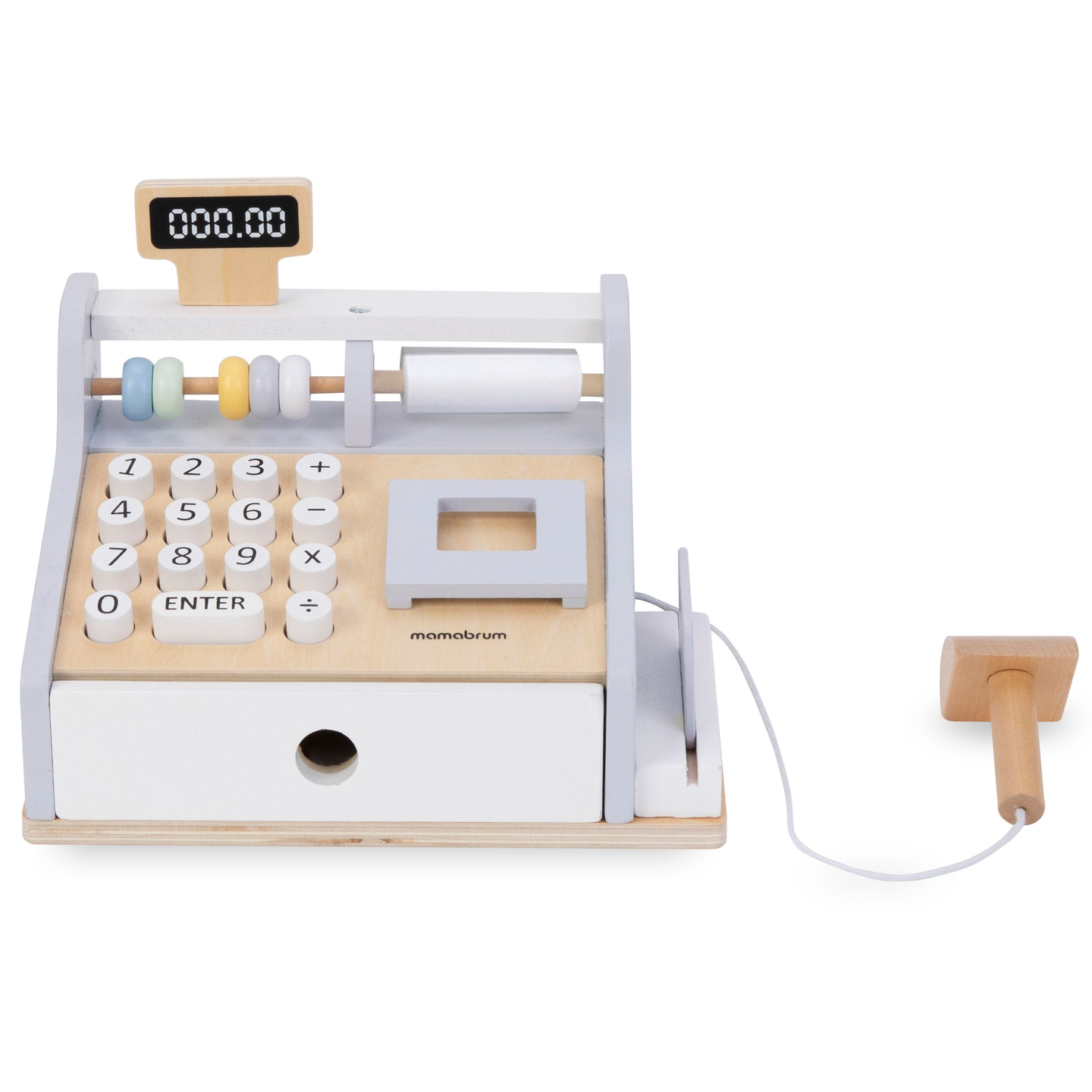 Puidust kassaaparaat koos tarvikutega