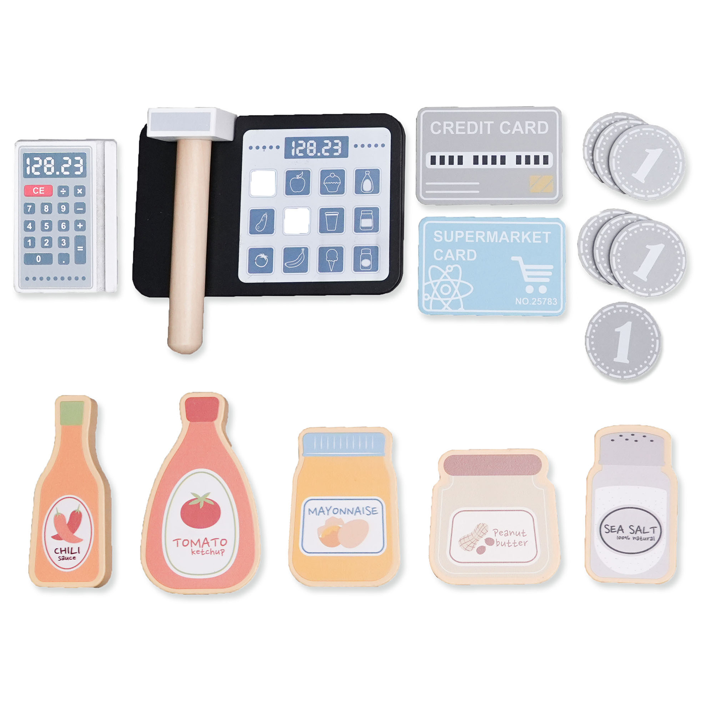 Suur puidust XXXL kauplus lastele koos kiirtoidubaariga - Nurgapood + kohvimasin + ahju + külmik - 106 ac.