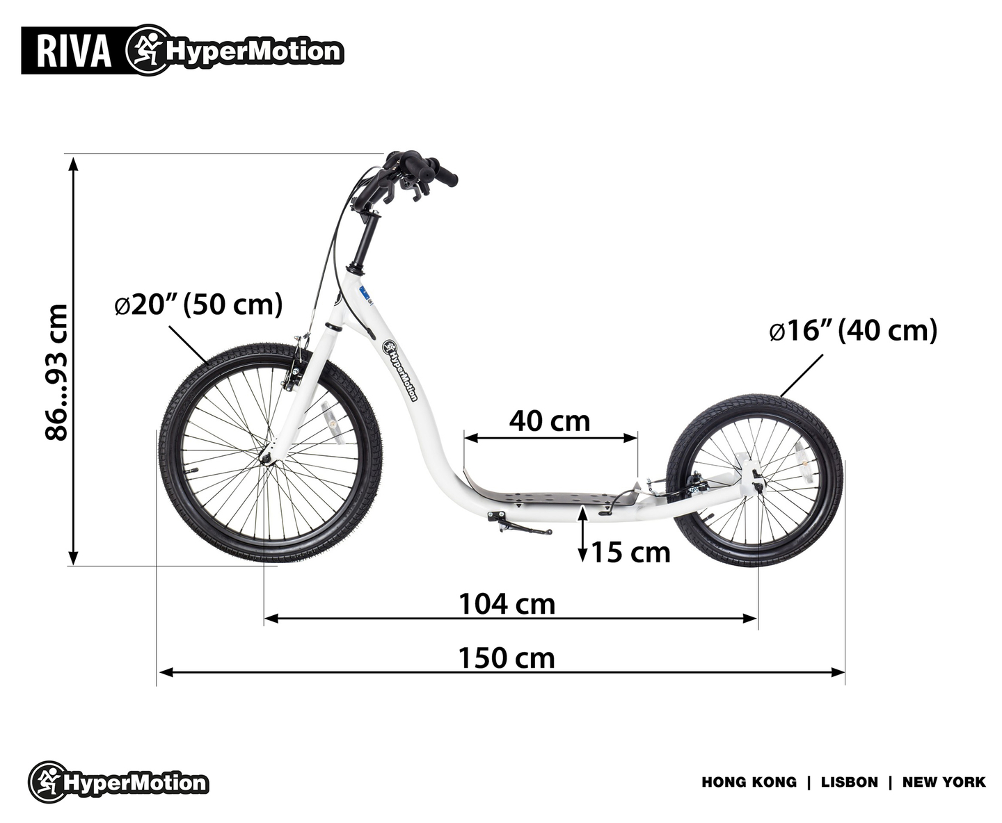 HyperMotion RIVA linnaroller 50 cm ja 40 cm täispuhutavate ratastega