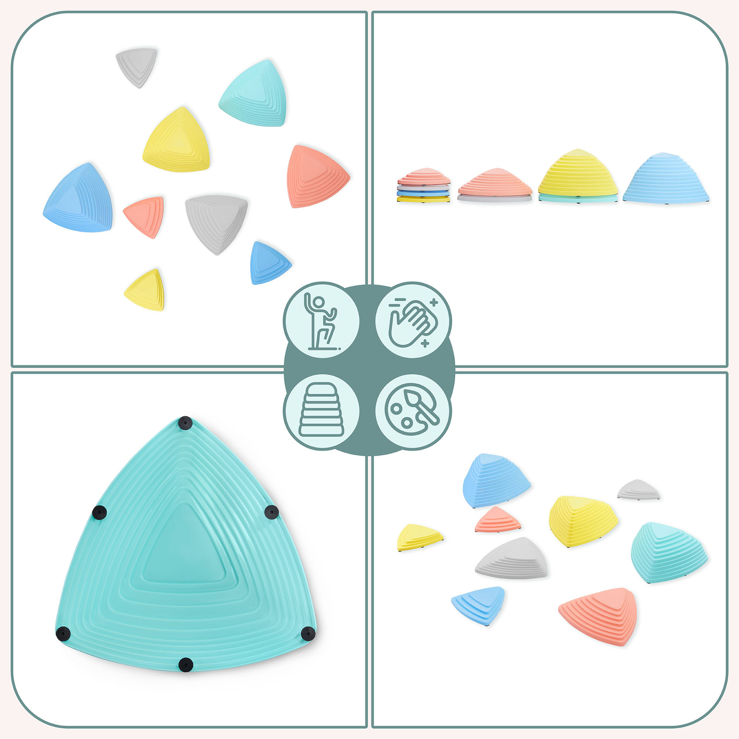 Värvilised tasakaalustuskivid - 9 tükki