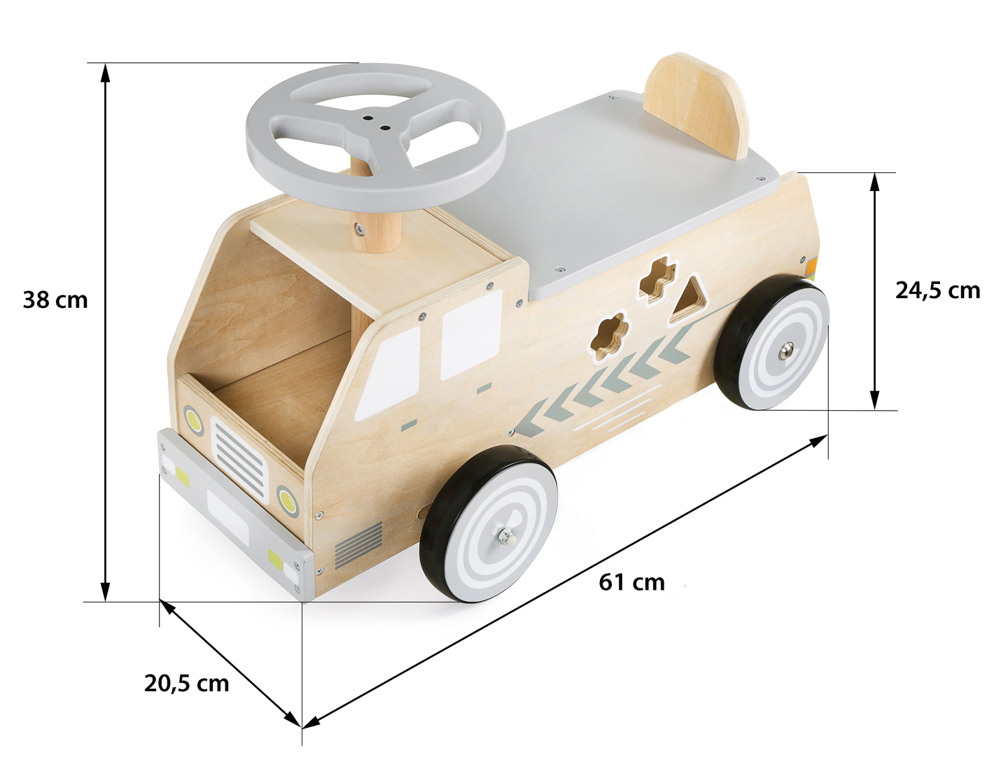 Puidust jalgratas, auto, klotsidega auto