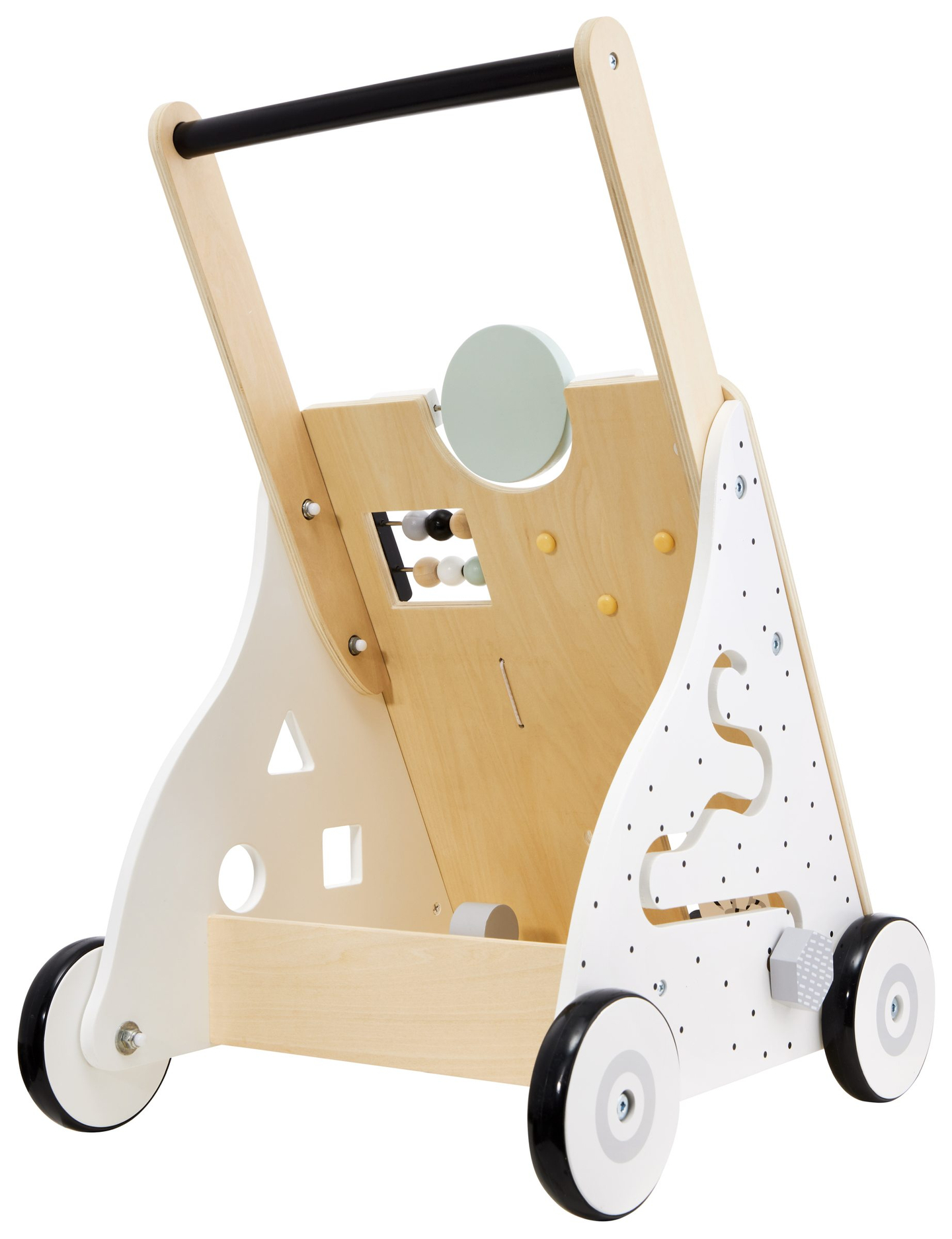 Puidust, õpetlik jalutuskäru / lapsevanker - manipulatiivne tahvel