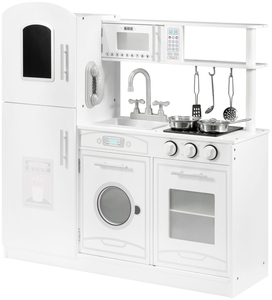 Suured puidust valged köögitarvikud ja esiliin