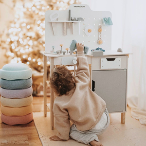 XXL suur puidust töökoda koos tööriistadega - DIY komplekt, 74 elementi