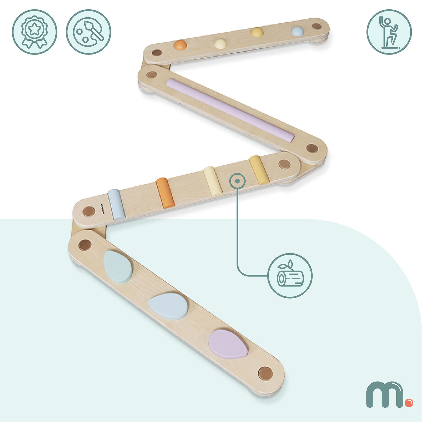 Suur puidust sensoorne rada - tasakaalurada - 9 elementi