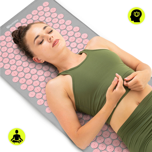 Suur nõelravimatt padja ja kattega - 130 cm HyperMotion hall ja roosa