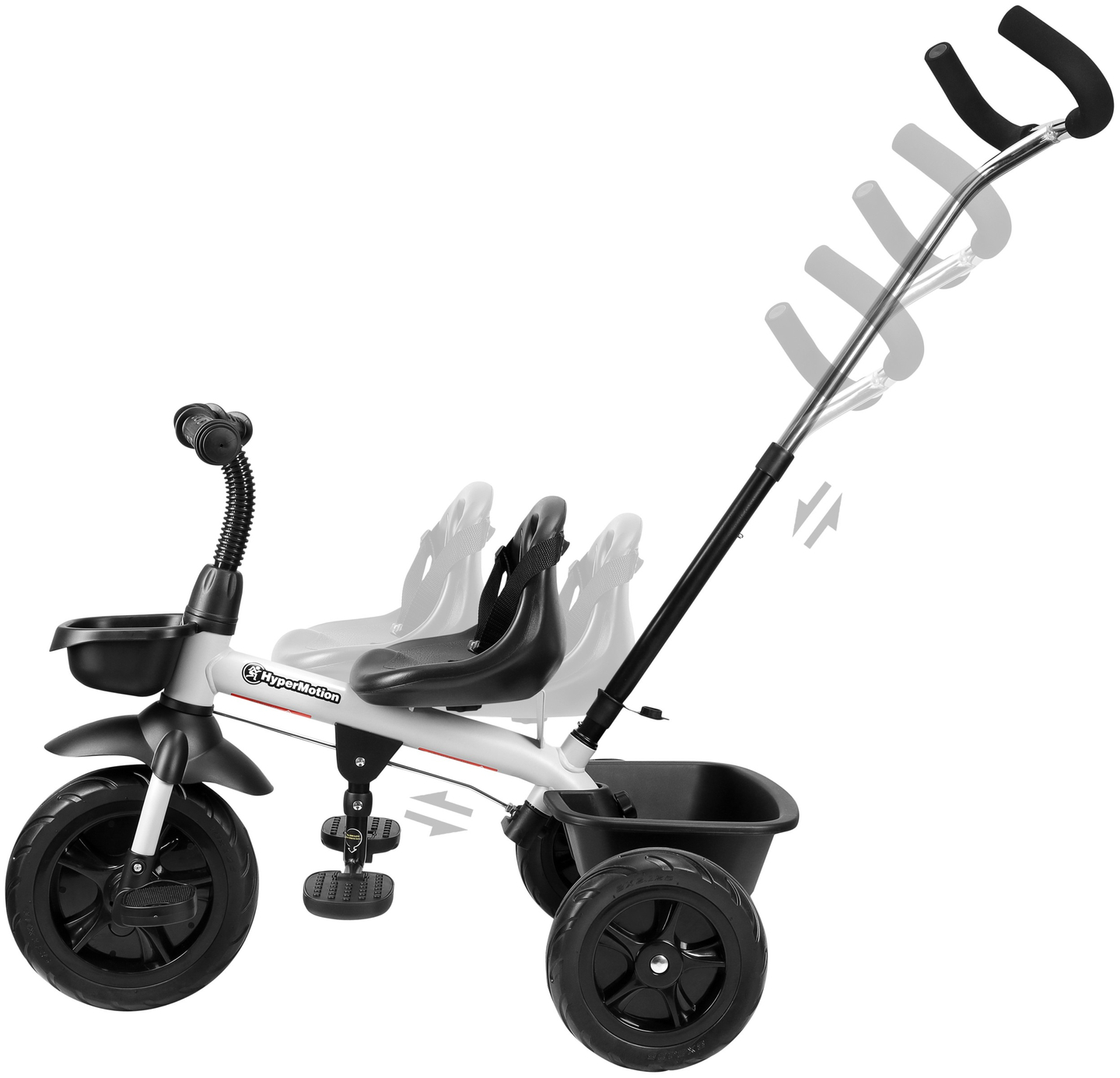 HyperMotion TOBI VECTOR kolmerattaline jalgratas - igavesed täispuhutavad rattad + tõukeratas. Värv: helehall.