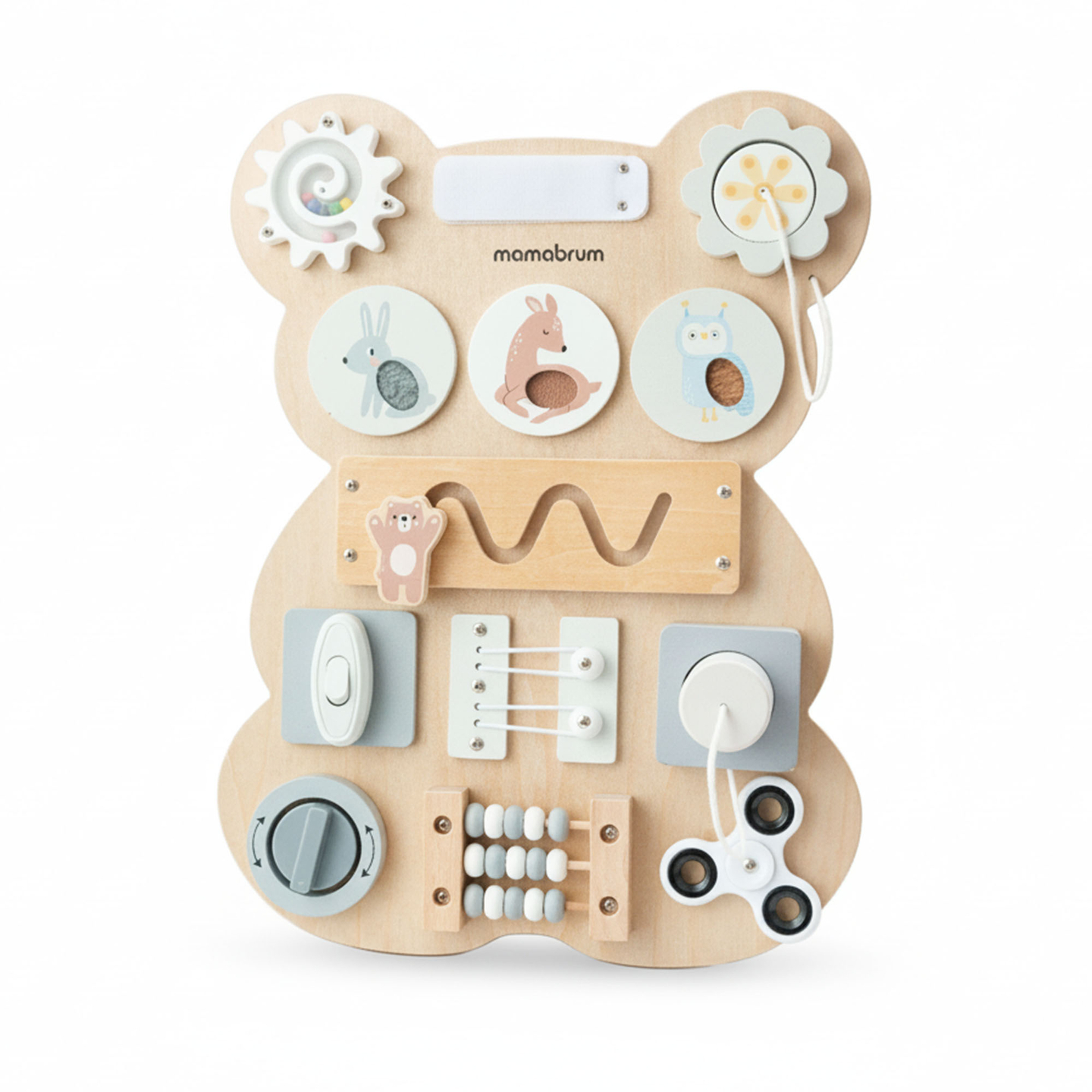 Puidust Montessori kaisukaru manipulatsioonilaud - sensoorne iseseisvuse õppimine: takjapael, pistik, labürint, klõpsatusnupp