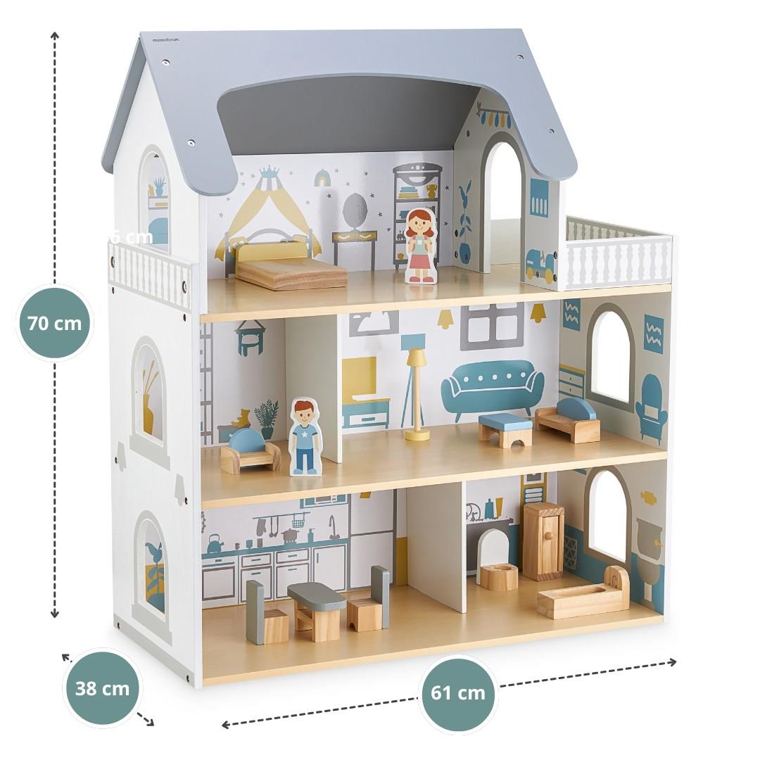 Valge puidust nukumaja koos terrassi ja tarvikutega