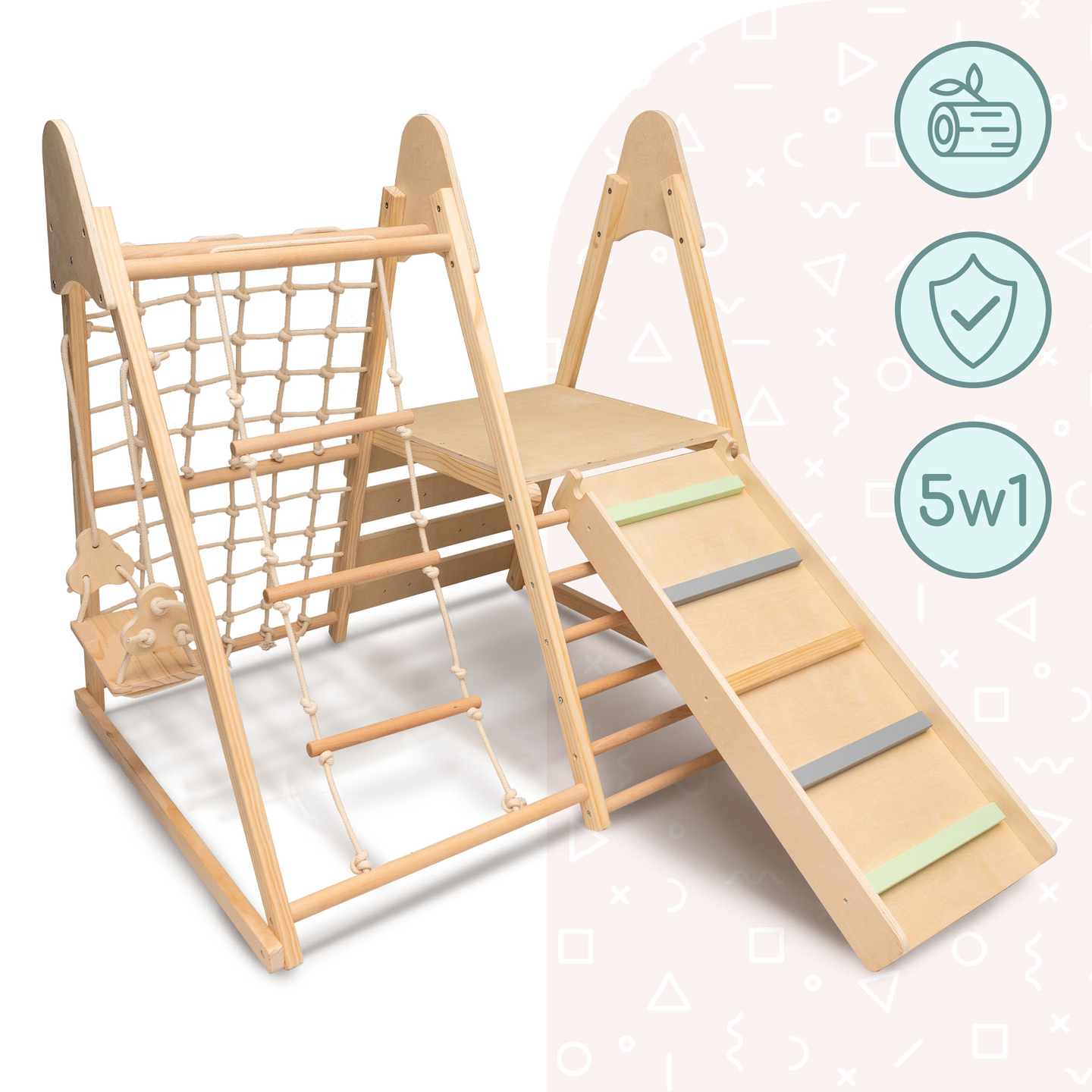 Puidust kodune mänguväljak XL 5in1