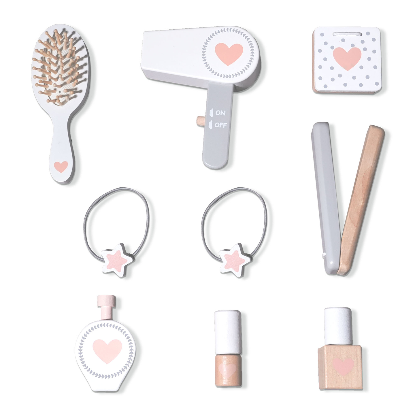 Puidust laste riietuslaud koos tooli, tarvikute ja LED-valgustusega