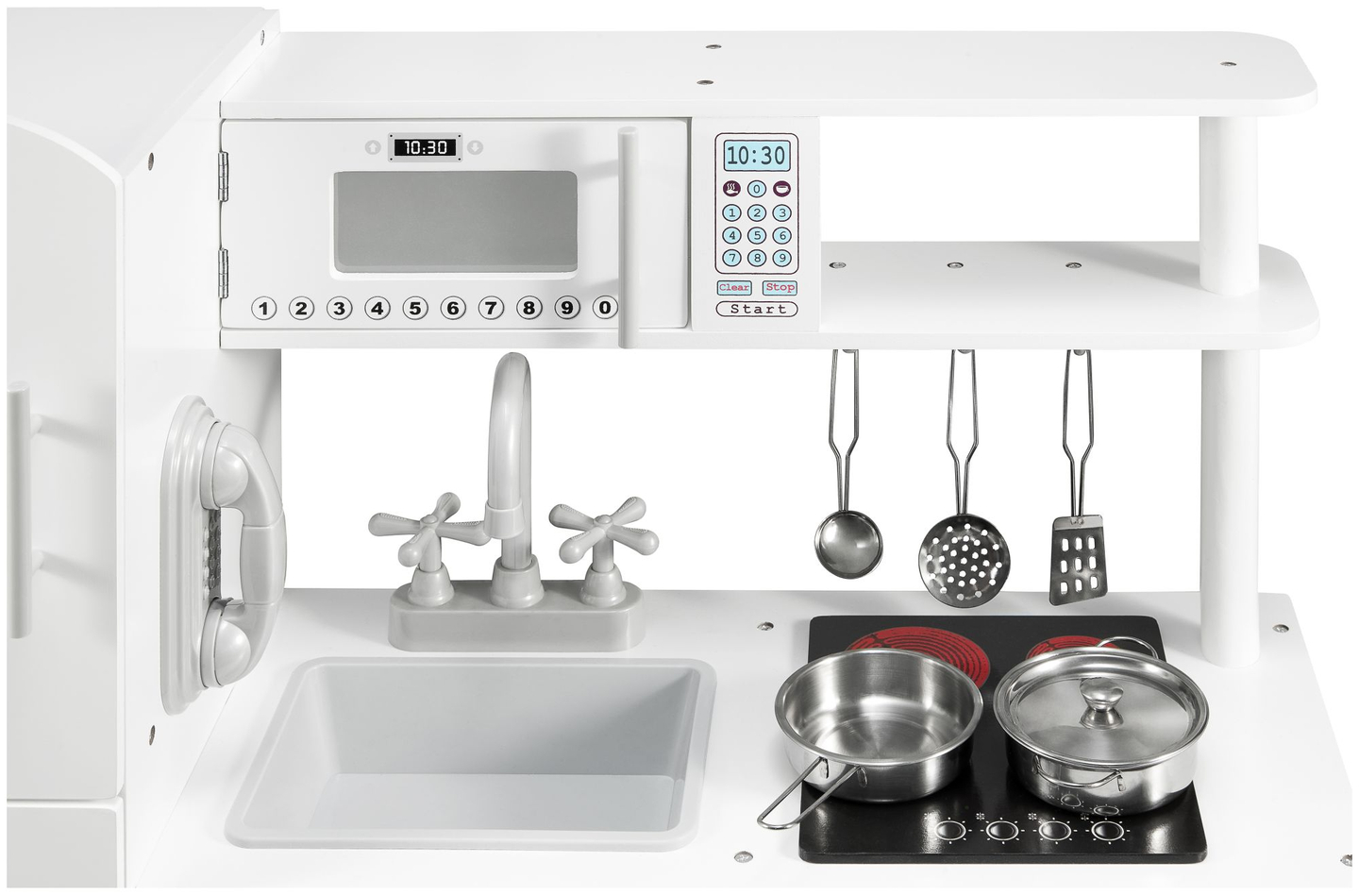 Suured puidust valged köögitarvikud ja esiliin