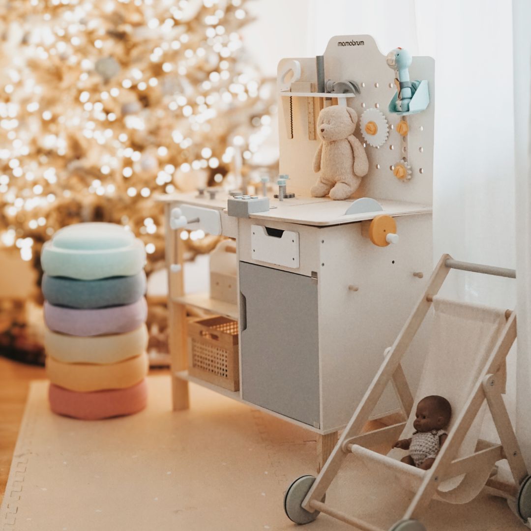 XXL suur puidust töökoda koos tööriistadega - DIY komplekt, 74 elementi